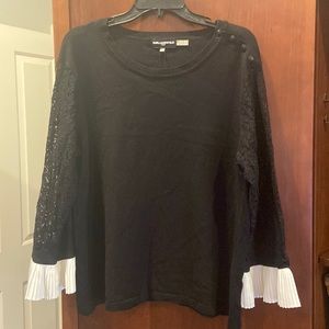 Karl Lagerfield Sweater With Ruffle, Bow and Lace-style Details!